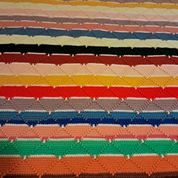 Handmade Afghan crochet knit decorative throw sofa blanket 46"W×73"L. - Picture 4 of 4